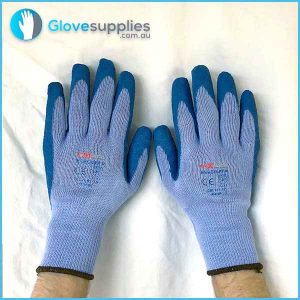 Blue High Grip Poly Cotton Work Glove - for more info go to glovesupplies.com.au